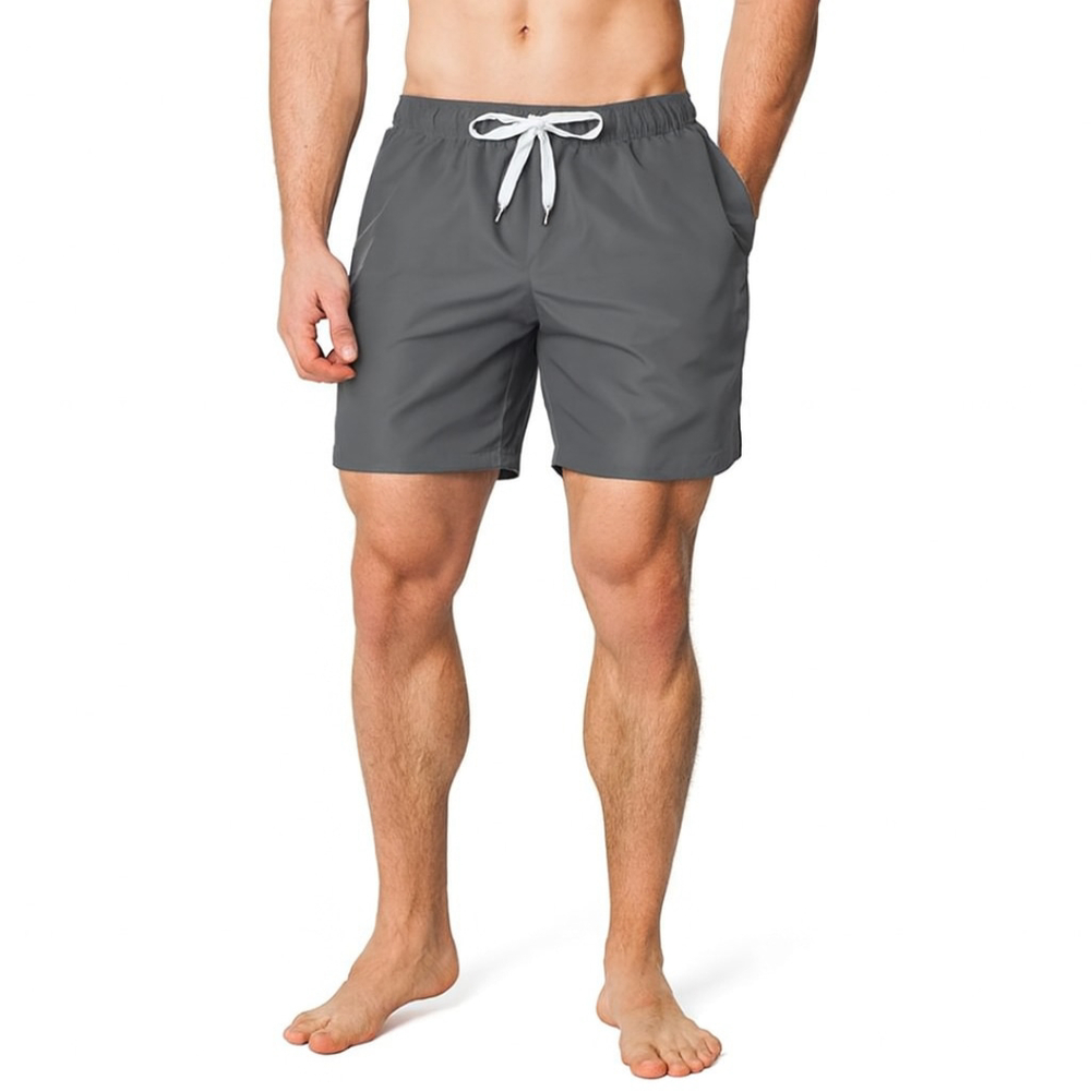 Men’s Quick Dry Swim Trunks with Zipper Pockets–Scotamalone–Gray–Size S – NWT